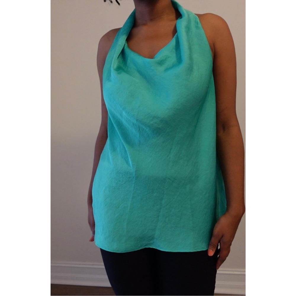Violet & Claire Elegant Teal Halter Top
